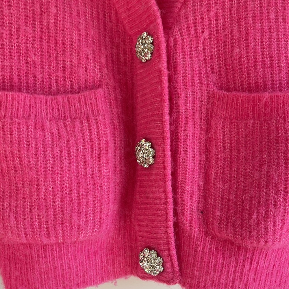 GANNI pink embellished button wool cardigan - Picture 6 of 6